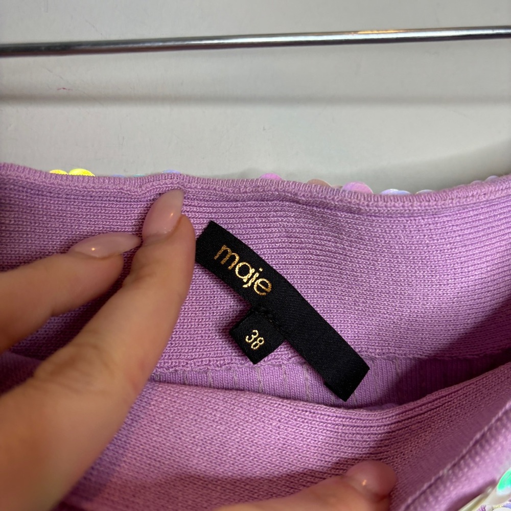 Maje Jirene Sequined Mini Skirt M Violet - Picture 7 of 9